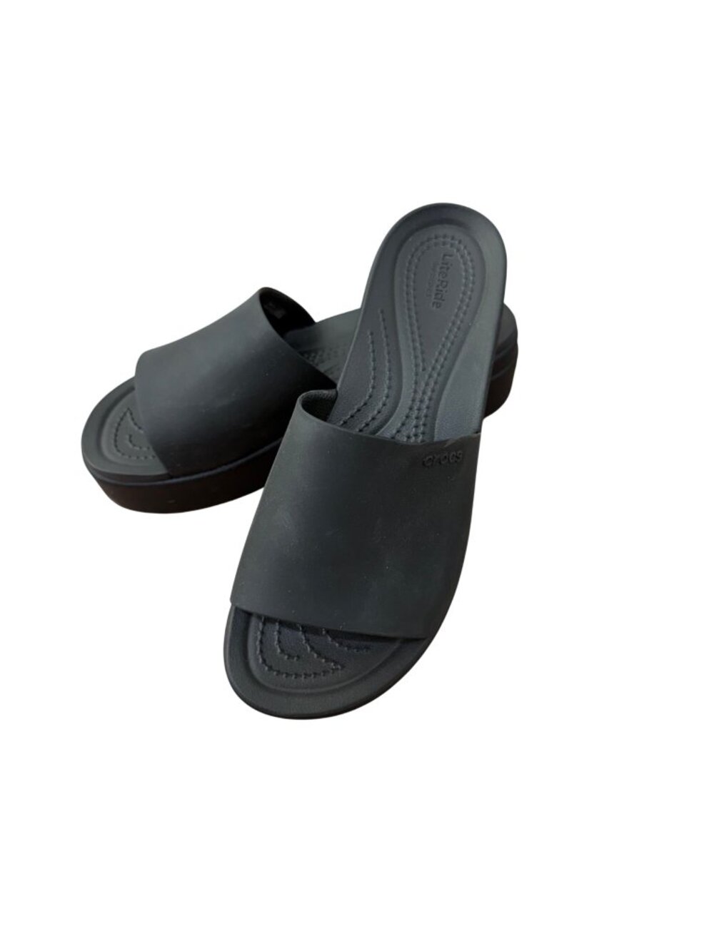 Crocs Womens LiteRide Platform Slides Black W8 Comfort Sandals - Picture 1 of 15